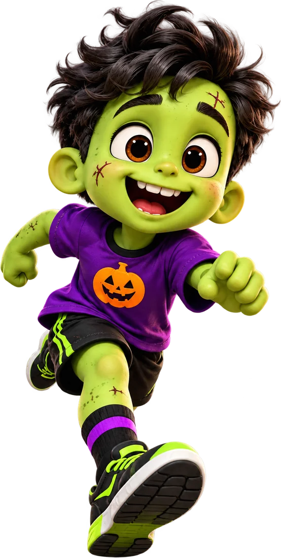 O pequeno zumbi correndo